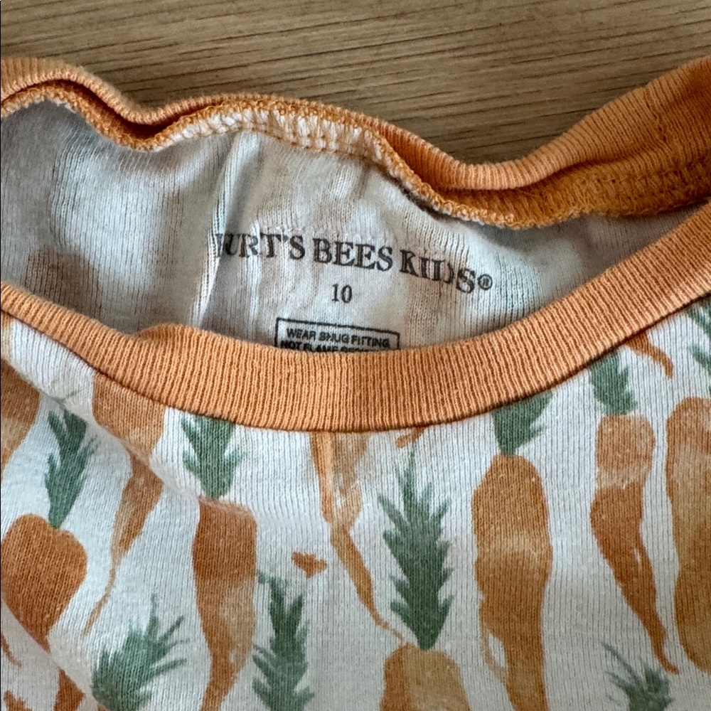 Lot Bundle  Burt's Bees PJs Cream and Tan Kids Pajama Set Trio Prints Size 10 - Picture 5 of 6
